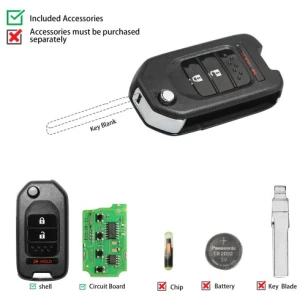 Xhorse VVDI Key Tool VVDI2 Wire Remote Key 3 Buttons XKHO02EN / XKHO22EN