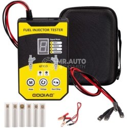 GODIAG GT113 Universal Fuel Injector Tester Fuel Injector Cleaner Kit with 6 Sizes of Adapters 8 Pulse Modes for Cars, Motorcycle